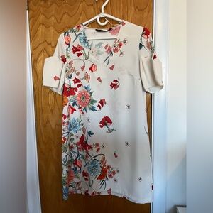 Zara Floral Print V-Neck Dress